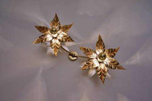 Brass flowers ceiling/wall light by Massive Lighting, 1970`s ca, Belgian